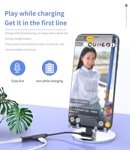 for iPhone Headphone Adapter (2in1) 3.5mm to Lightning Jack Splitter MFI Certified AUX Charge Cable Audio Charging Dongle Converter for 14 13 12 11 Pro Max 7 8 Plus X Earbud Charger Connector
