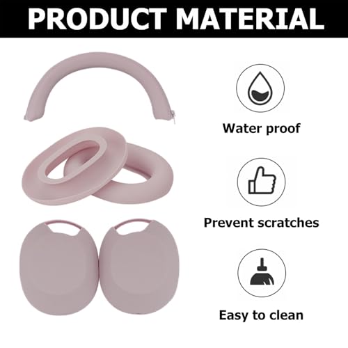 3 Set Case Cover for Sony WH-1000XM5 Headphones,Embody Ear Pad Cover/Headband Cover/Ear Cover Soft Silicone Headphones Accessories（Rose Grey） - color: Rose Grey