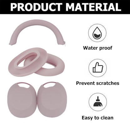 3 Set Case Cover for Sony WH-1000XM5 Headphones,Embody Ear Pad Cover/Headband Cover/Ear Cover Soft Silicone Headphones Accessories（Rose Grey） - color: Rose Grey