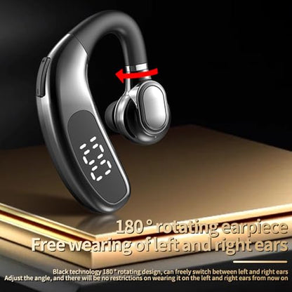 Wireless Handsfree Bluetooth Earpiece for Driving Single Earbud Bluetooth Headset One Ear Earbuds Open Ear Earphone Running Sports Headphones with Ear Hook Trucker Blue Tooth Headset for Business