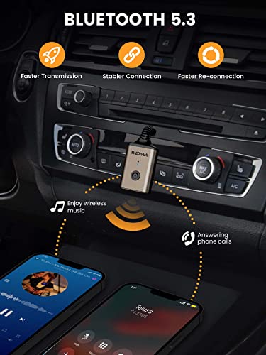 MaedHawk Rotatable Bluetooth 5.3 Wireless Aux Audio Receiver for car | Portable 3.5mm Bluetooth Adapter for Car Home Stereo Speaker Wired Headphones, Hands-Free Calls