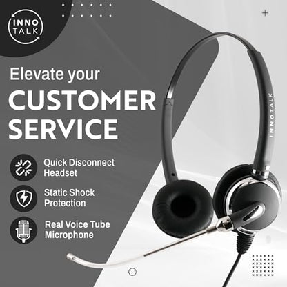 INNOTALK - Headset for Cisco Phone, Pro Voice Tube Mic Wired Headset with QD Sturdy 9 Ft. Cord Pigtail Adapter, Wired Headphones, Cost Effective Corded Headset - size: VoiceTube-Binaural