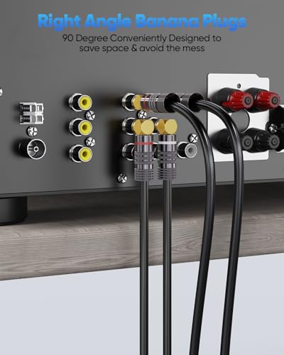 Right Angle Banana Plugs for Speaker Wire 2 Pairs/4 PCS, Speaker Banana Plugs 24K Gold Plated Connector for A/V Receiver, Amplifier, Surround Sound System, Banana Wall Plate, Home Theater - size: 2 Pairs(Right Angle)