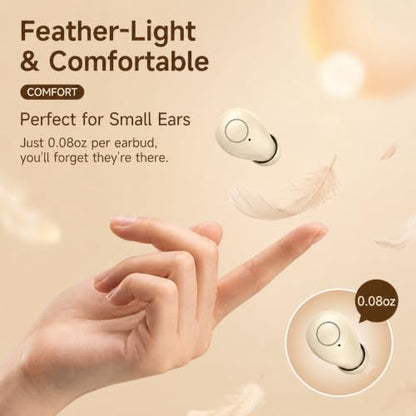 Smallest Invisible Earbuds Wireless Bluetooth, Low Profile Micro Tiny Discreet Hidden Earbuds for Work,Mini Small Headphones, Invisible Sleep Wireless Earphone for Small Earbuds (Khaki) - color: skin tone