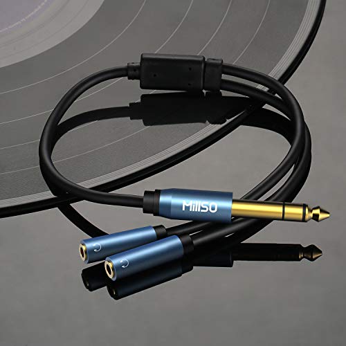 MillSO 6.35mm 1/4 Male to Dual 3.5mm 1/8 Female Headphone Adapter 12 inch