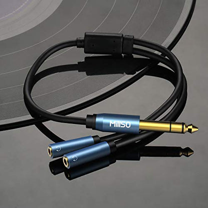 MillSO 6.35mm 1/4 Male to Dual 3.5mm 1/8 Female Headphone Adapter 12 inch