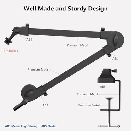 BM10 Heavy Metal Microphone Boom Arm Stand for Podcast Recording