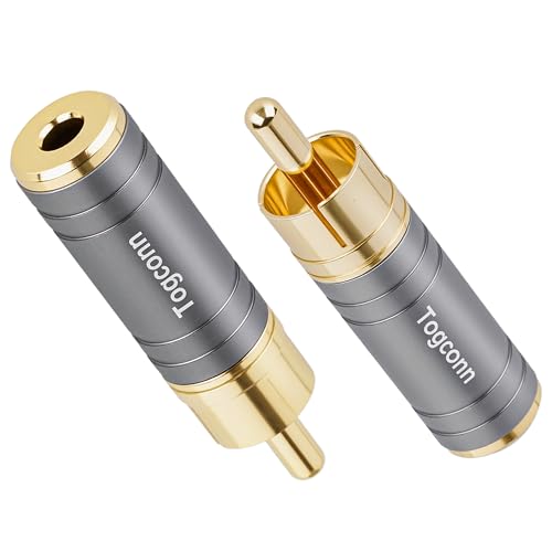 RCA to 3.5mm 1/8 Inch Audio Adapter 2Pack, RCA (Male) Plug to 2-Pole 3.5mm 1/8" TS Mono (Female) Jack Converter Connector Gold-Plated Plugs & (Aluminum Shell) for Headphones, Speakers and More - size: 2 Pack