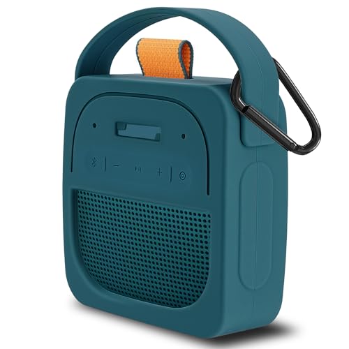 Geekria Protective Silicone Case Compatible with Bose SoundLink Micro 2nd Gen, Portable Speaker Cover with Keychain Hook, Soft Anti-Scratch Sleeve for Travel and Daily Use (Dark Blue)