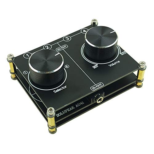 3.5mm AUX Cable Switcher, 4 Input 1 Output, AUX 1/8" Source Stereo Splitter, Audio Selector Box, Signal Switch with Volume Control for Home Audio - color: 4 ports 3.5mm switch(4 IN 1 OUT)