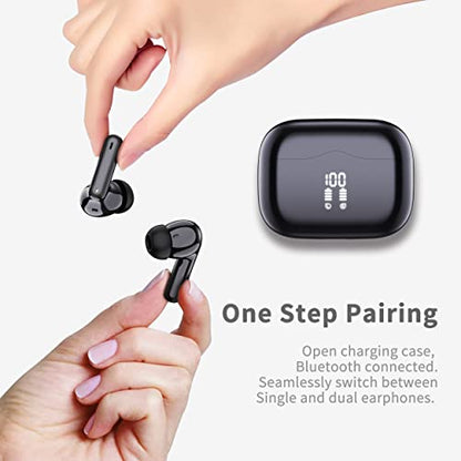 Wireless Earbuds, Bluetooth Ear Buds 5.4 Mini HiFi Stereo with 4 ENC Noise Cancelling Mics Wireless Headphones, in Ear Earphones 40H IP7 Waterproof, USB C, Bluetooth Headset for Sports, Gym, Workout - color: Dark Black