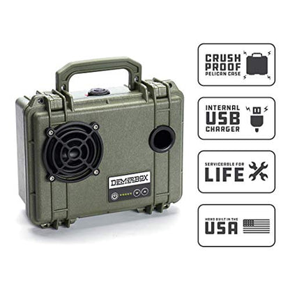 DemerBox: Waterproof, Portable, and Rugged Outdoor Bluetooth Speakers. Loud Sound, 40+ hr Battery Life, Dry Box + USB Charging, Multi-Pairing Party Mode. Built to Last + Fully Serviceable (Green DB1) - color: Pesaro Green