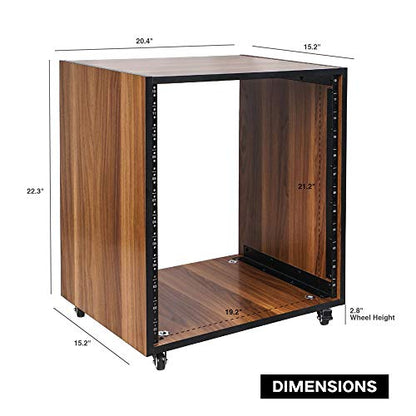 Sound Town DIY 12U Studio Rack with Furniture Grade Walnut Laminate, Rubber Feet, Casters (SDRK-12WN) - size: 12U w/ Casters