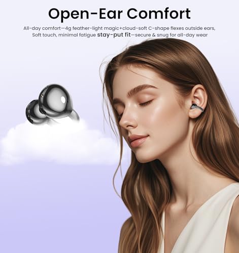 Clip on Earbuds,Open Ear Earbuds Wireless Bluetooth 5.4, Lightweight Open Ear Headphones with Mic 59H Battery,Waterproof, for Sports, Running, Small Ears & Glasses Wearers,Workouts - color: Black