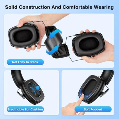 2Pack Ear Protection NRR 35dB Hearing Protection Ear Muffs for Shooting - color: Black