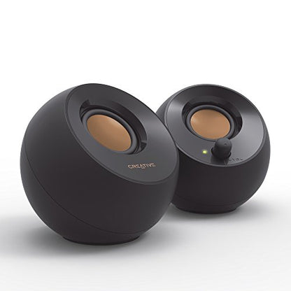 Creative Pebble, 2.0 USB Desktop Stereo Speakers for PC/Laptop, Black | USB-Powered, 2.0 Speaker, Compact, Stereo, PC Speakers, Laptop Speakers, Minimal Design, Desktop Audio, Black