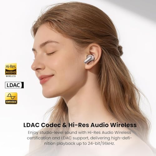 TOZO NC20 Pro Active Noise Cancelling Wireless Earbuds, Smart LCD Screen | LDAC Hi-Res Audio, Stereo Bass, 6 Mics AI Call Ear Buds, 80H Playtime, IPX8 Waterproof, 32 EQ via App, Wireless Charging - color: Titanium Pink