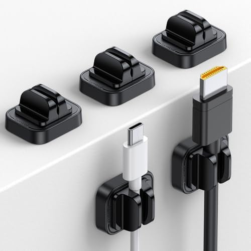 5Pack Cable Spring Holder Clips, Cord Organizer for Desk - Lamicall Adjustable Cord Wire Holder Keeper, Phone Charger Organizer Clips, Wire Cable Management for Nightstand Wall Car Office Desktop | No-Residue Acrylic Adhesive, Phone Charger Wire Keeper, C