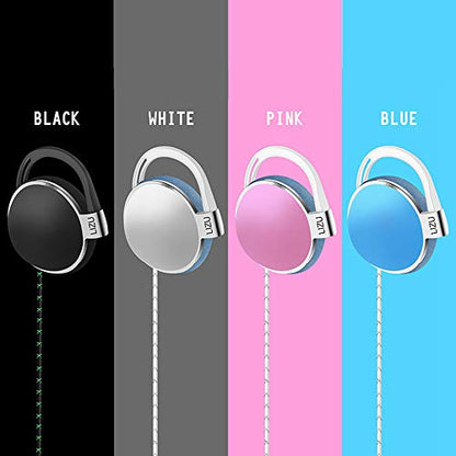 Clip Type Earphones，Portable Stereophone Headphones,with Microphone and Call Controller Stereo Earphones,Suitable for Compatible with 3.5mm iPhone, Android Mobile Phone Pink