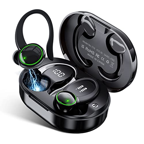 for Samsung Galaxy S21 Ultra Bluetooth 5.3 Headphones 3D Stereo with Earhook, 40H Touch Control Over Ear Headphones, IP7 Waterproof Earphones Built-in Mic for Running Workout Sport