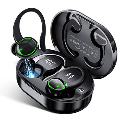 for Google Pixel 6a Bluetooth 5.3 Headphones 3D Stereo with Earhook, 40H Touch Control Over Ear Headphones, IP7 Waterproof Earphones Built-in Mic for Running Workout Sport