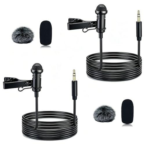 2-Pack Lavalier Microphone for DJI MIC 1/2 & Rode Wireless GO II | 3.5mm TRS Omnidirectional Lapel Mics with 1.5m Cable, Clear Sound Pickup, Ideal for Vlogging, Live Streaming, Interviews - size: 3.5mm TRS Plug Only for DJI Straight plug