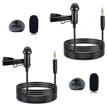 2-Pack Lavalier Microphone for DJI MIC 1/2 & Rode Wireless GO II | 3.5mm TRS Omnidirectional Lapel Mics with 1.5m Cable, Clear Sound Pickup, Ideal for Vlogging, Live Streaming, Interviews - size: 3.5mm TRS Plug Only for DJI Straight plug