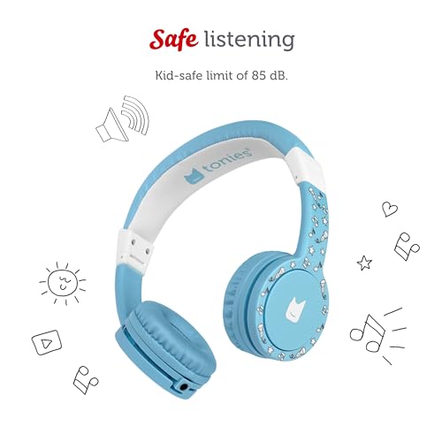 Tonies Foldable Wired Headphones for Kids - Comfortably Designed to fit On-Ear - Works with Toniebox 1 and All 3.5mm Devices - Light Blue - color: Light Blue