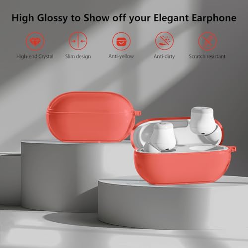 Aircawin for Beats Solo Buds Case Clear,TPU for Beats Solo Buds Cover 2024 | Shockproof Full Protective Soft Transparent TPU Cover for Beats Solo Earbuds with Keychain and Cleaning Pen-Red - color: Light Red