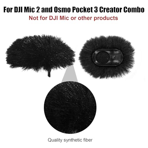 2 Pack Mic Windscreen for DJI MIC 2, Furry Wind Muff Mic Foam Mic Cover Pop Filter for Microphone (Black)