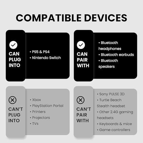 Avantree DG80-Gaming - USB Bluetooth 5.3 Adapter Dongle for PS5