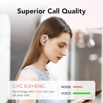 Ear buds Wireless Earbuds Bluetooth 5.3 Headphones 60hrs Playtime with Digital Display Sports Wireless Headphones with Earhook Deep Bass IPX7 Waterproof Over-Ear Earbuds for Android iOS Workout Rose - color: Rose