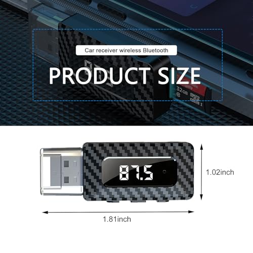USB Bluetooth Receiver for Car, Bluetooth 5.3 Wireless Audio Adapter, USB Power Supply 3.5mm Aux Jack Adapter, FM+AUX Transmitting Signal Receiver, for Car Stereo Sound Home Stereo, PC (Black)