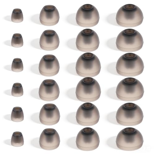 12 Pairs Extra Small Earbud Tips Earbud Cushion Replacement Suear Silicone Covers Earbuds Ears Tips Replacement S/M/L Sizes Soft Grey Earphones Ears Gels Buds Replacements for in-Ear Headphones