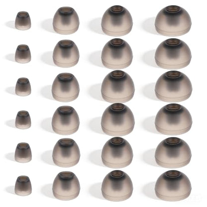 12 Pairs Extra Small Earbud Tips Earbud Cushion Replacement Suear Silicone Covers Earbuds Ears Tips Replacement S/M/L Sizes Soft Grey Earphones Ears Gels Buds Replacements for in-Ear Headphones