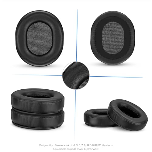Sheepskin Earpads for Steelseries Arctis 1, 3, 5, 7, 9, PRO & Prime Headsets, Real Leather with Memory Foam - Thicker, Comfier & Long Lasting, by Brainwavz - color: Sheepskin