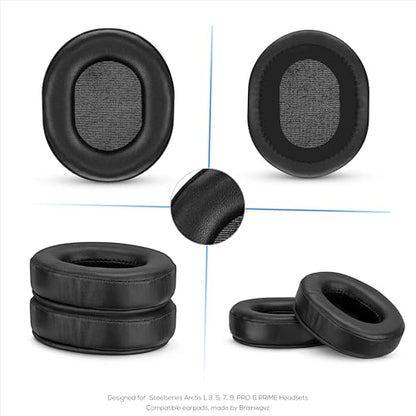 Sheepskin Earpads for Steelseries Arctis 1, 3, 5, 7, 9, PRO & Prime Headsets, Real Leather with Memory Foam - Thicker, Comfier & Long Lasting, by Brainwavz - color: Sheepskin