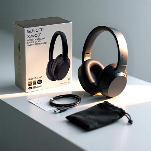 Hybrid Active Noise Cancelling Headphones, Wireless Over Ear Bluetooth Headphones with Mic, 60H Playtime, Hi-Res Audio, Deep Bass, Foldable Comfort Fit Ear Cups for Travel, Office, Home (Black) - color: Black