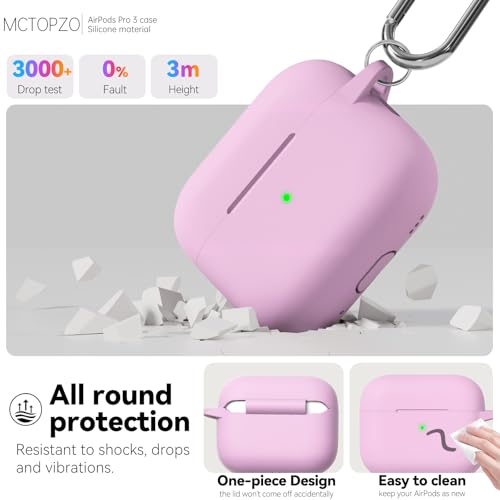 for AirPods Pro 3 Case 2025,Come with Cleaner Kit,Light Lilac | Silicone Protective Cover for Airpod Pro 3rd Generation Case with Keychain,for Women Men,One-Piece Design,Shockproof - color: D-Light Lilac