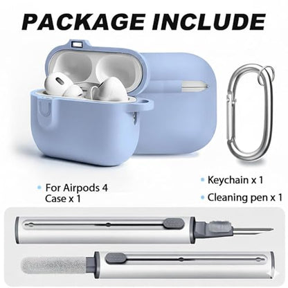for Airpods 4th Case Cover,Come with Cleaner Kit,Soft Skin Silicone Case Cover with Keychain,Full Protective Case for Men and Women,Compatible with AirPods 4th Generation Case,Magnetic Lilac - color: C1-Magnetic Lilac