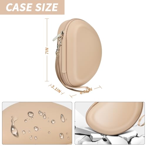 COMECASE Case for Beats Solo 4/Studio Pro Headphones with Mesh Pocket | Water-Resistant Hard Shell, Wrist Strap for Easy Carrying, Travel Storage, Fits Solo 2/3, Solo Pro and Studio3, Beige - color: Beige