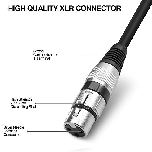 XLR Splitter Cable, 3 Pin Dual XLR Female to Male Patch Y Cable Balanced Microphone Cord Audio Adaptor (1 Male to 2 Female) - 5 Feet - size: 5 Feet