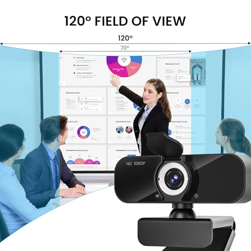 1080P Full Webcam with Microphone, Privacy & Safety Protection, USB HD Computer Web Camera, Plug and Play, for Laptop, Teams, Desktop, Conferencing and Video Calling, 2026 Version(Black)