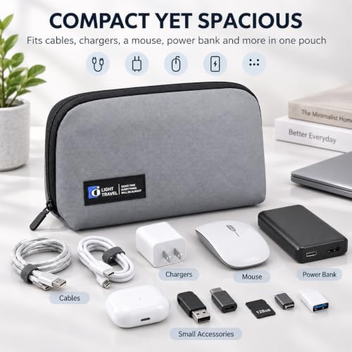 Electronics Organizer Tech Pouch for Cables and Chargers, Gray - color: Grey