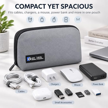 Electronics Organizer Tech Pouch for Cables and Chargers, Gray - color: Grey