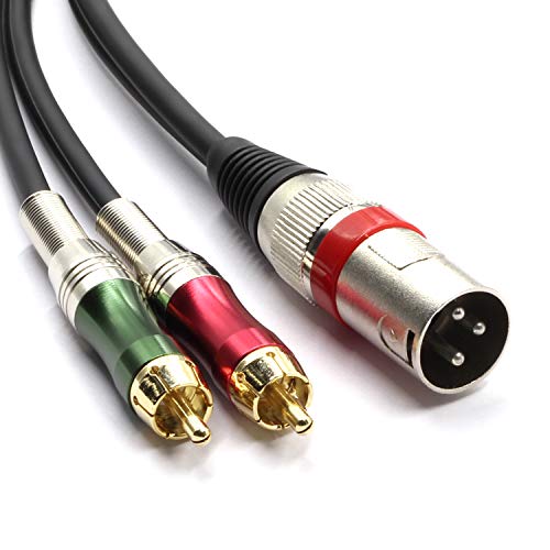 10FT XLR Male to 2 x Phono RCA Plug Adapter Y Splitter Patch Cable, 1 XLR Male 3 Pin to Dual RCA Plug Stereo Audio Cable Connector(3 M) - color: 3m (1XLR-2RCA)
