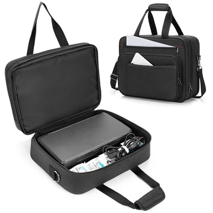 samdew Mobile Printer Storage Bag, with up to 15.6" Laptop Layer, Bag Only | Compatible with HP Tango/Tango X, HP Officejet 250/200, with Pockets, Shoulder & Trolley Strap, for Work, Business or Travel - size: Double-layer Printer Bag