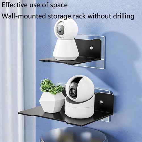 Heavy Duty Floating Shelves, Drillable No Drill Metal Wall Mount Shelves with Cable Access - Carbon Steel Bracket for Projector, Router, Camera, Living Room Office (Large) - size: Large