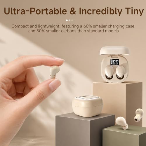 Small Mini Invisible Earbuds Wireless Bluetooth Ear Buds for Small Ears | Discreet Smallest Sleep Earbuds For Small Ears Ear Buds Low Profile Tiny Skin Tone Sleeping Earbuds For Small Ear Canals - color: Nude