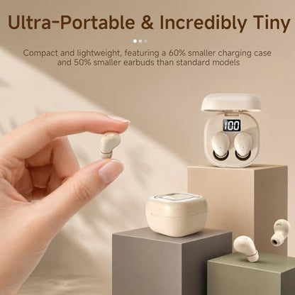 Small Mini Invisible Earbuds Wireless Bluetooth Ear Buds for Small Ears | Discreet Smallest Sleep Earbuds For Small Ears Ear Buds Low Profile Tiny Skin Tone Sleeping Earbuds For Small Ear Canals - color: Nude